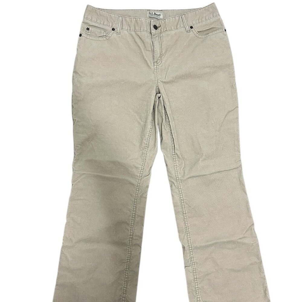 LL Bean Womens Size 14 REG Corduroy Pants Straight Leg Casual Dresswear Beige